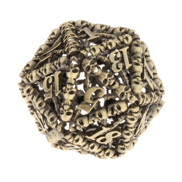 segolike 40mm Large Hollow Metal Polyhedral Skulls Pattern Galore Dice D20 Ancient Ancient Bronze