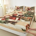 thumbnail image 3 of jejeloiu Vintage Santa Claus Twin Sheet Sets,Xmas Tree Snowmen Twin Fitted Sheet,Western Holiday Gifts Flat Sheet For Child,Lightweight Room Decor,3pcs, 3 of 7