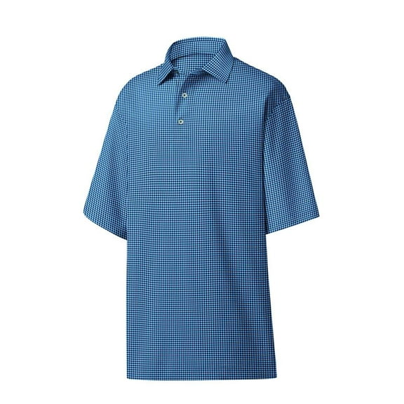 Men's Footjoy Heather Lisle Houndstooth Polo Navy/Heather Sky