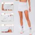 thumbnail image 4 of Falda de tenis ajustada y elástica para mujer, antideslumbrante, de cintura alta, para deportes, yoga, fitness, golf, falda corta con bolsillo, 4 of 6