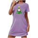thumbnail image 2 of Camisón corto navideño para mujer, talla grande, cuello redondo, manga corta, estampado en el pecho, vestido de noche para mujer, 2 of 3