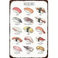 thumbnail image 1 of Sushi Menu Metal Tin Signs Retro Print Poster Wall Art for Shop Kitchen Restaurant Desserts Shop Cafe Decor Sign Plaque 8x12 Inch, 1 of 5