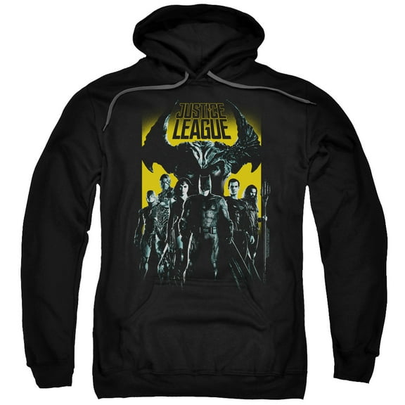 Trevco Sportswear JLM112-AFTH-5 Justice League Movie Stand Up to Evil Adult Pullover Hoodie, Black - 2X