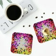thumbnail image 5 of Kll Square Drink Coasters Set Of 4,Pu Leather Absorbent Coasters Set Decorative Coffee Cup Coasters Housewarming Gift For Home Decor-Colorful Tie Dye Stained Glass 3, 5 of 9