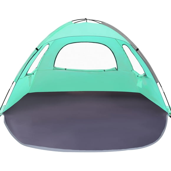 Whitefang Beach Tent Anti-Uv Portable Sun Shade Shelter For 3 Person Extendable Floor With 3 Ventilating Mesh Windows Plus Carrying Bag Stakes And Guy Lines (Beach Glass)