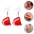 thumbnail image 2 of Shisuyan 1 Pair Funny Denture Earrings Tooth Shaped Drop Earrings Cartoon 3D Tooth Model, 2 of 8