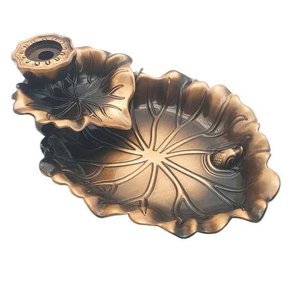 Quemador de incienso de reflujo de hoja de loto, estilo chino, decoración zen, aleación, bronce, para ceremonia del té. El color puede variar.