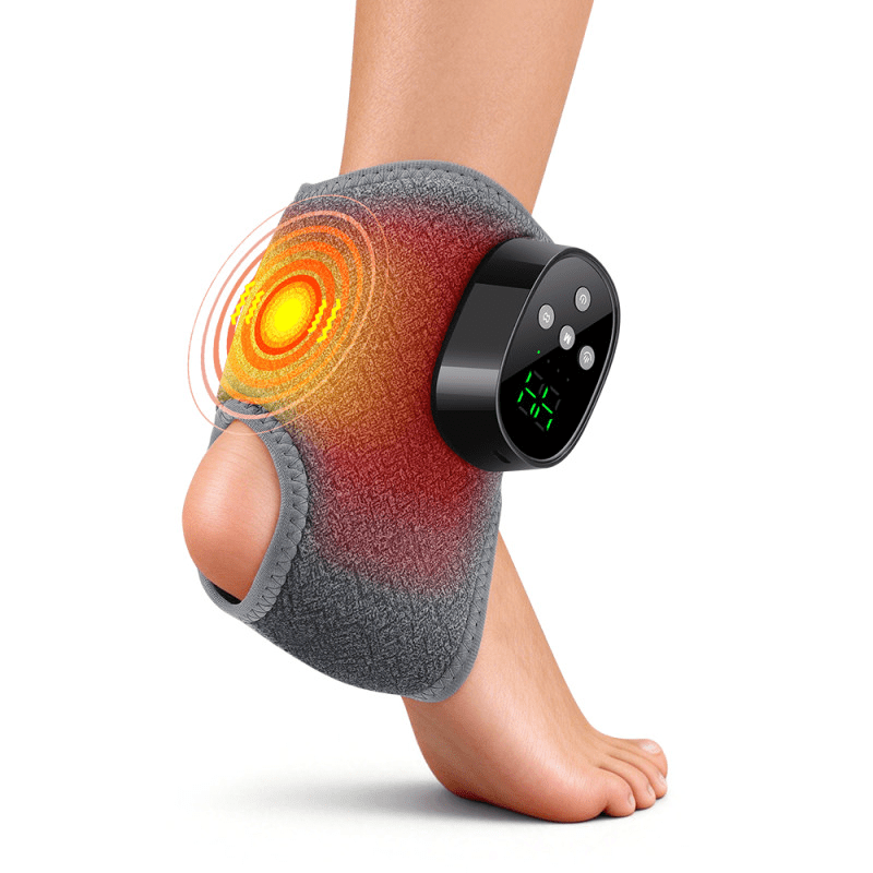 Cordless Ankle Massager with Heat, Electric Ankle Heating Pad, 4 Heat Levels & 4 Vibration Modes, Heated Ankle Brace, NTC Temperature Control, 1800mAh Battery, Adjustable Fit