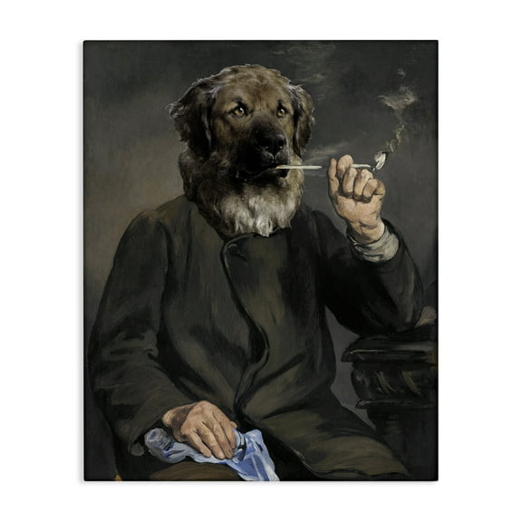Stupell Industries Smoking Historical Dog Novelty & Humor Painting Wrapped Canvas Art Print Wall Art, 16 x 20