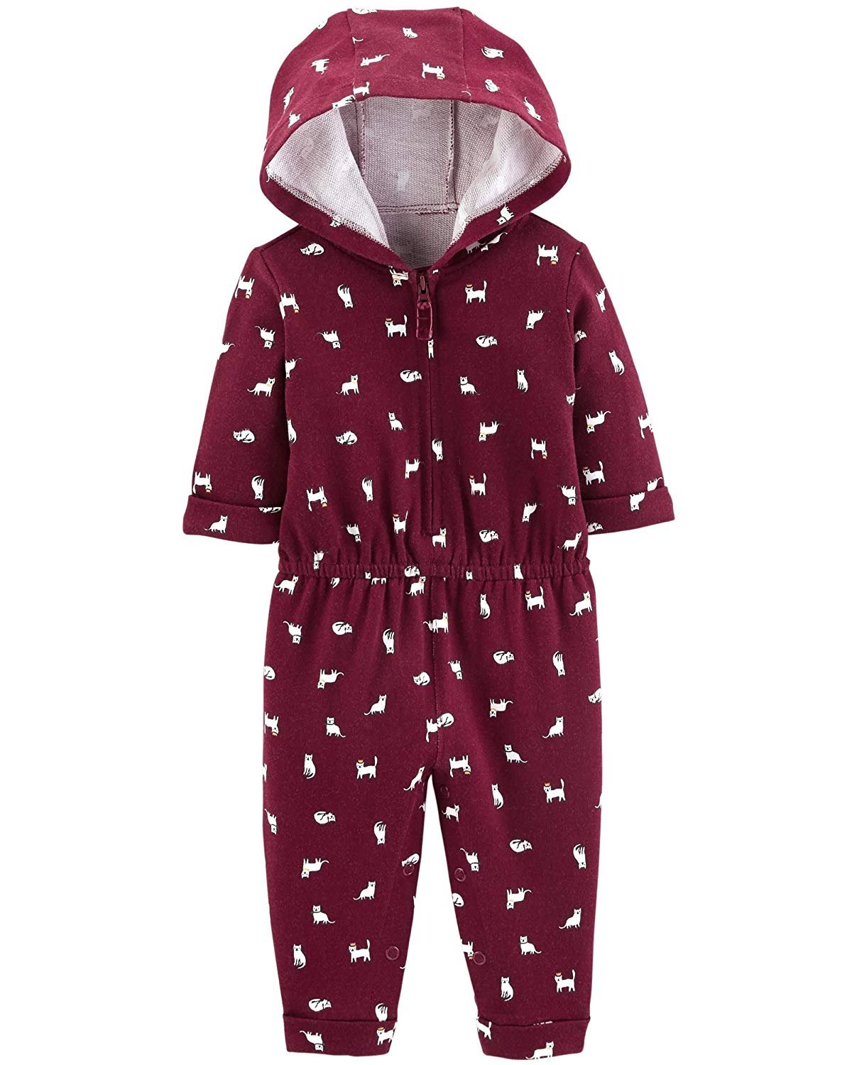 Carter's Baby Girls' One Piece Fleece Jumpsuit Cats, Newborn