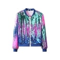 thumbnail image 2 of WOYY Toddler Girls Sequin Sparkly Jacket Glitter Fashion Gradient Bomber Jacket, Sizes 4-5T, 2 of 8