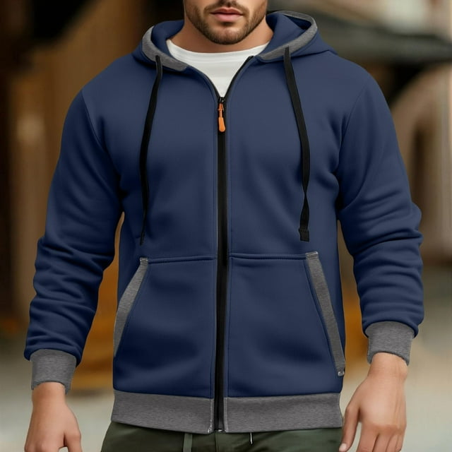 MHFRRA Sudadera con Capucha y Bolsillos para Hombre, Ligera, Informal, Cómoda, Estilo Urbano, Deportiva, con Capucha Marina de guerra