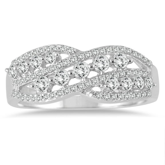 SZUL Women's 5/8 Carat TW Diamond Fashion Ring in 10K White Gold (J-K-L Color, I2-I3 Clarity)