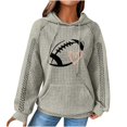 thumbnail image 2 of Game Day Outfits Shirts Women Plain Tops Game Day Sweatshirts with Drawstring Basic Tee Oversized Hoodie Soft Tunic Tops Gift Long Sleeve Heart Graphic Shirts Rugby Shirt Mom Shirts Beige, 2 of 6