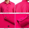 thumbnail image 5 of Dress Shirts for Mens Pink Long Sleeve Button Down Shirt Formal Wedding Prom Slim Fit Tops 2XL, 5 of 7