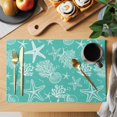 thumbnail image 2 of Placemats Set of 4, Teal Coastal Woven Placemat, Linen Place Mats for Kitchen/Dining Tables, Nautical Beach Starfish Coral Summer Washable Table Mats for Party, 2 of 8