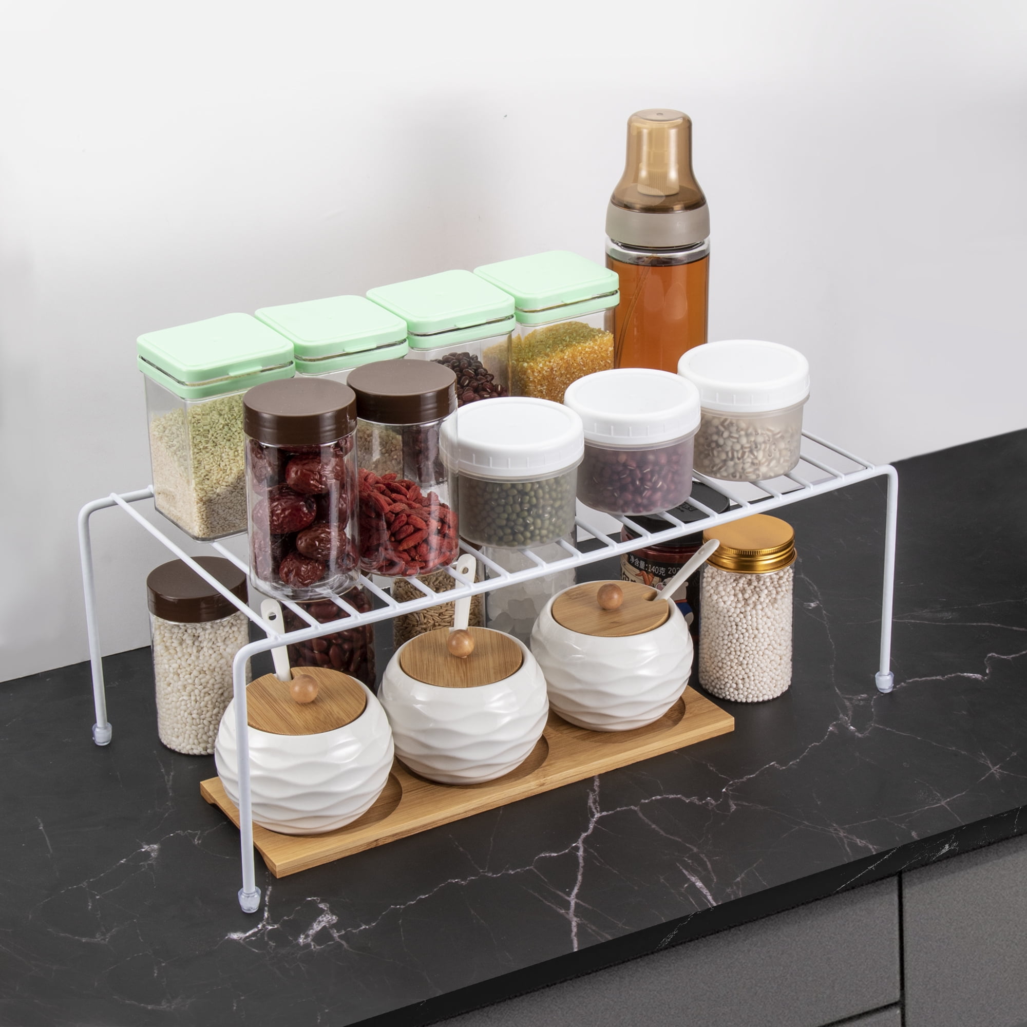 ROFAY 4-Shelf Kitchen Cupboard Shelf Organizers Value Pack, White, 4 Count