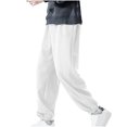 thumbnail image 6 of YUGYXL Mens Stretch Waist Sweatpants Drawstring Comfortable Tapered Pants with Pockets Active Joggers Pants Workout Pants White M, 6 of 6