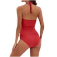 thumbnail image 4 of ShiShine Halter Tankini Swimsuit for Women Tummy Control Two Piece Bathing Suit V Neck Swimwear with Shorts, 4 of 5