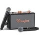 thumbnail image 1 of Máquina de karaoke retro con dos micrófonos inalámbricos, altavoz Bluetooth portátil para adultos y niños, sistema PA recargable para fiesta en casa, soporte AUX/USB/TF/OTG, regalos de decoración vint, 1 of 5