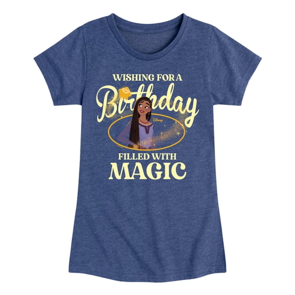 Disney - Wish - Wishing Birthday - Toddler and Youth Girls Fitted Short Sleeve T-Shirt