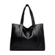 thumbnail image 2 of Bolso de mano de piel de poliuretano, gran capacidad, ligero, diseño a rayas, fácil de llevar, para uso diario, viajes, compras y oficina | Negro y marrón, 2 of 6