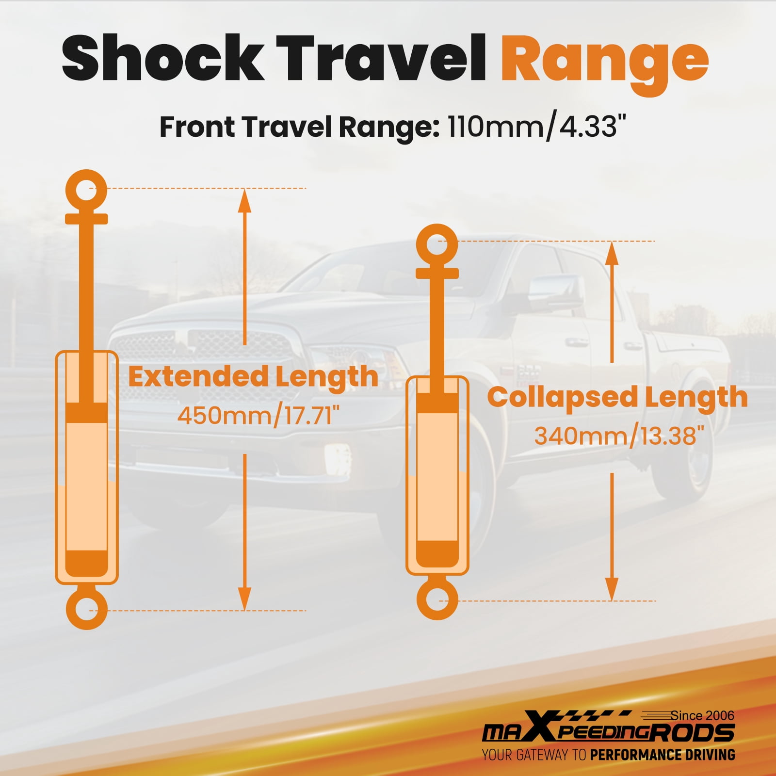 maXpeedingrods 2” Leveling Lift Kit w/Shocks for Dodge Ram 1500 2WD 2009-2021 Front Coil Spring, for V8 only