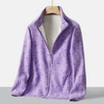 thumbnail image 2 of Womens Fuzzy Jacket Fall Winter Sherpa Jacket Open Front Cardigan Outerwear with Pockets Light Purple, XXXXL, 2 of 4