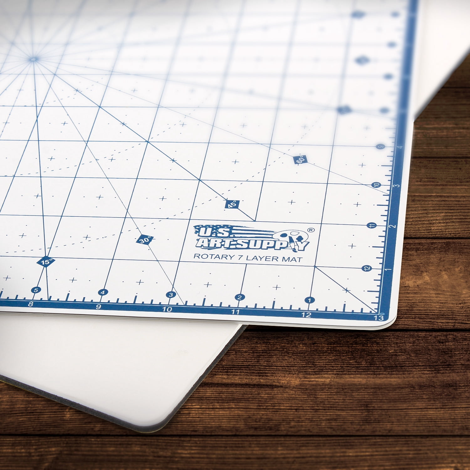 U.S. Art Supply 14" x 14" Self-Healing Cutting Mat 7-Ply - Rotary White/Blue Craft Mat, Non-Slip Cutting Mats for Crafts, Sewing, Quilting, Scrapbooking