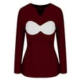thumbnail image 2 of Aboser Womens Long Sleeve Tight Shirts with Built in Bras Soft Notch V Neck Tops Slim Fit Basic Tees Solid Color Layering Shirt Comfy Casual Tshirts, 2 of 9
