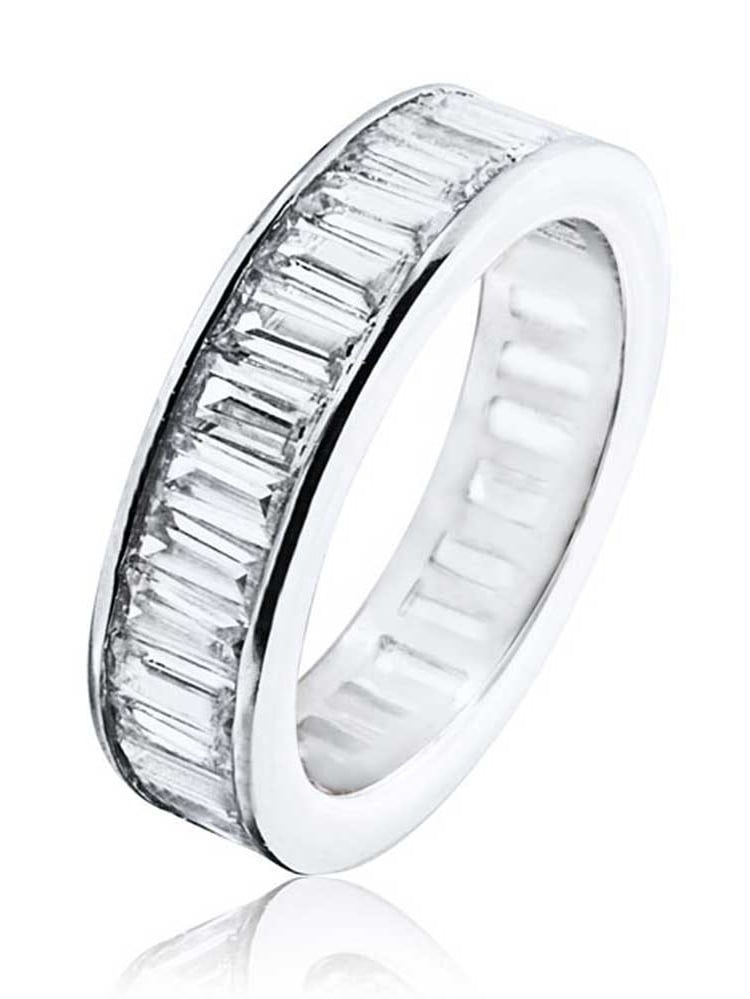 Bling Jewelry Cubic Zirconia Channel Set Rectangle Baguette CZ