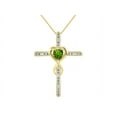 thumbnail image 2 of RYLOS Matching Jewelry 14K Yellow Gold Claddagh Ring & Cross Necklace. Heart Gemstone & Diamonds, 6MM Peridot August Birthstone; Size 10, 2 of 5