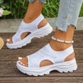 thumbnail image 5 of Women Platform Sandals Open Toe Breathable Mesh Sandals Comfortable Summer Beach Thick Shoes Casual Outdoor Walking Sandal Footwear White 40, 5 of 6