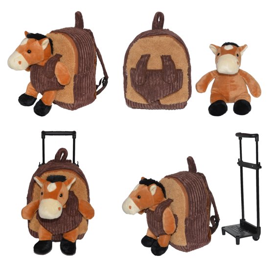 Bathroom and More 2in1 Brown Kids Plush Rolling CarryOn Luggage
