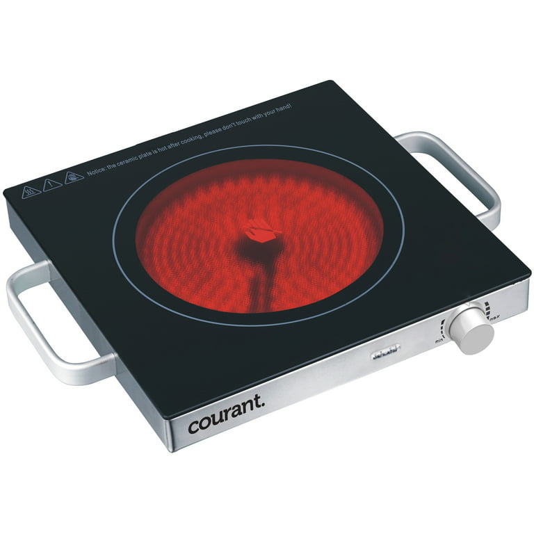  Electric Cooktop 110v,Single Burner Electric Stove Infrared  Cooktop Hot Plate 1800W,4-Hour Setting,Black Crystal Glass Surface  Compatible for All Cookware: Home & Kitchen