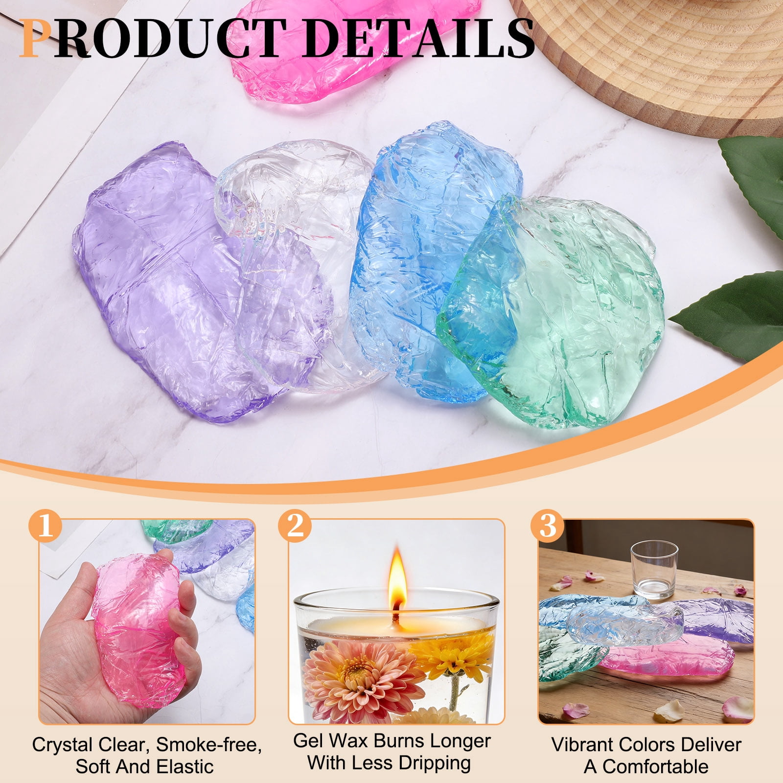 1lb Gel Wax for Candle Making, High Transparency Gel Wax Melts Candles Making Supplies for DIY Handmade Candle Decorative Material Supplies, Pink,5pcs