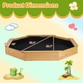 thumbnail image 3 of Magic Union Wooden Outside Octagon Sandbox with Cover, 85"X80"X9" Large Sandpit for Kids with 4 Benches & Bottom Liner, Wood Sand Boxes with Lid for Backyard Garden Lawn, Beach Outdoor Playhouse, 3 of 8