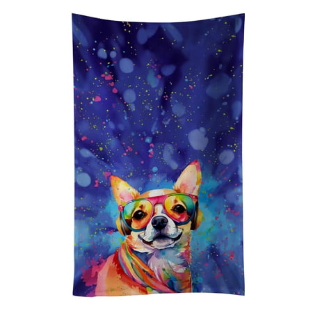 Carolines Treasures DAC2487KTWL 25 x 15 in. Chihuahua Hippie Dawg 100 Percent Cotton Kitchen Towel
