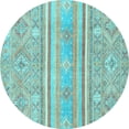 thumbnail image 1 of Ahgly Company Indoor Round Abstract Light Blue Modern Area Rugs, 7' Round, 1 of 4