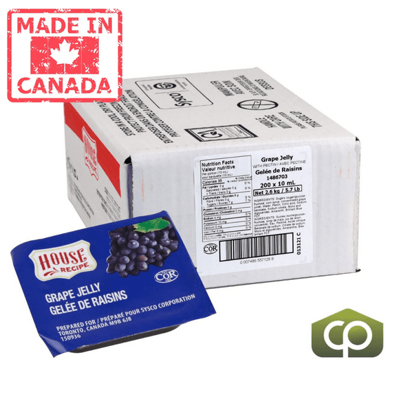 House Recipe 10ml Classic Grape Jelly Cups with Pectin (200/Case)- Canadian Made