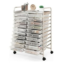 20 Drawer Rolling Storage Cart, Mobile Rolling Cart w/Drawers for School Classroom Teacher Office Home Salon, Paper File Art Supply Organizer, Utility Cart on Wheels (Clear)