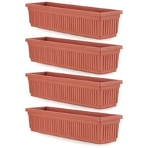 HC Companies 30 Inch Fluted Venetian Flower Window Box, Clay (4 Pack)
