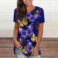 thumbnail image 1 of Pntutb - Blusa de manga corta con estampado digital de mariposa y cuello redondo para mujer Pntutb Pntutb-8340, 1 of 5