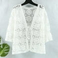 thumbnail image 2 of Womens Coats Lightweight Crochet Lace Tie Front Cardigan Fall Outfit, 2 of 3