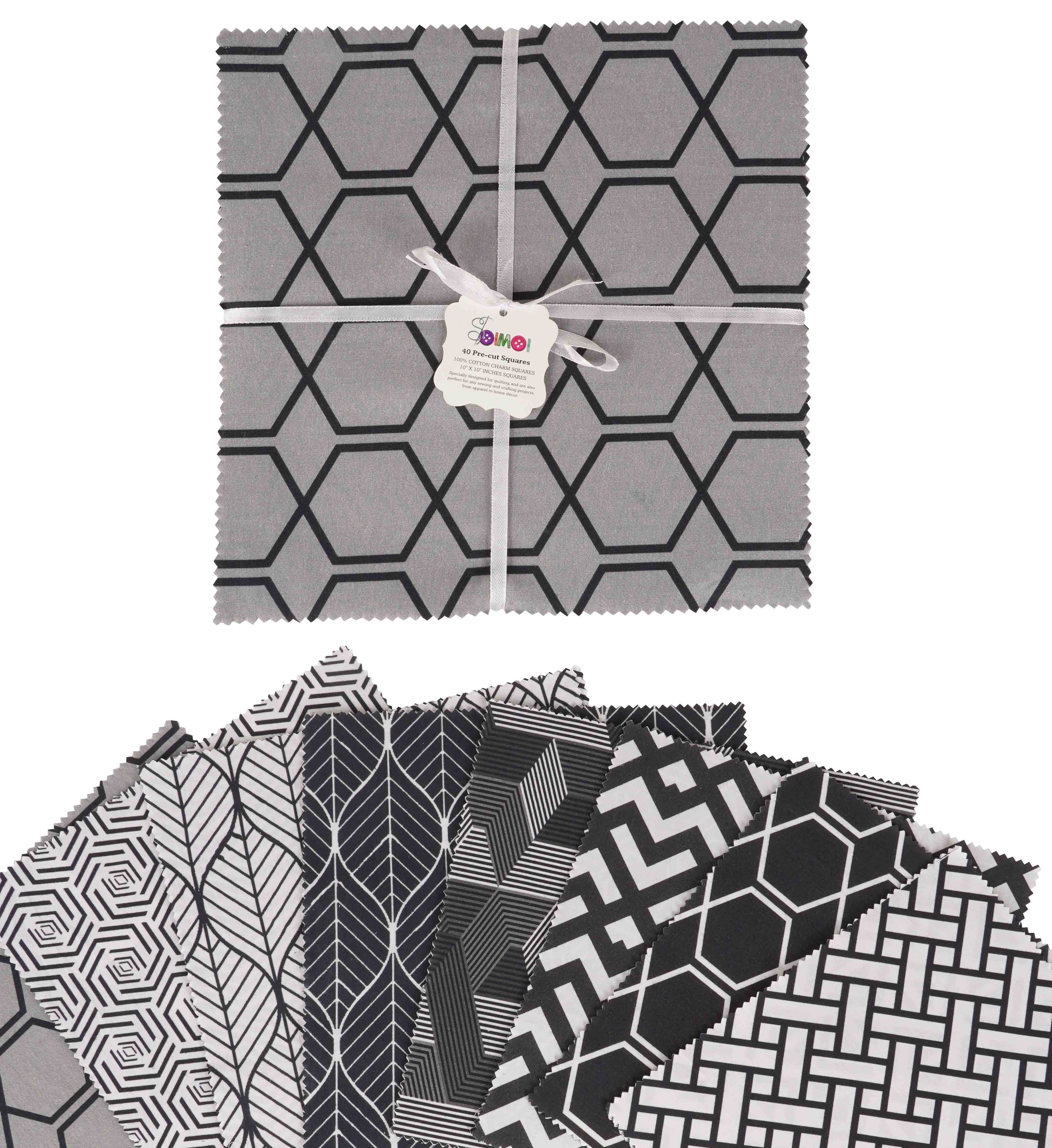 Soimoi Geometric With Texture Print Precut 5-inch Cotton Fabric Quilting  Squares Charm Pack DIY Patchwork Sewing Craft 