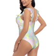 thumbnail image 5 of Yiaed Color Rabbit Print Women's Ruffled One Piece Swimsuit V Neck Swimwear Slimming Monokini for Woman-X-Large, 5 of 8
