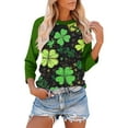 thumbnail image 5 of Craaazy Women's St Patricks Day Sweatshirts Comfy Clover 3/4 Sleeve Crew Neck Shirts Gifts, 5 of 7