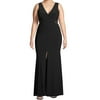 Xscape Womens Dress Plus Double V-Neck Jersey Gown Black 14W