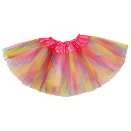- Baby Girls Pastel Rainbow Satin Elastic Waist Ballet Tutu Skirt 0-12M