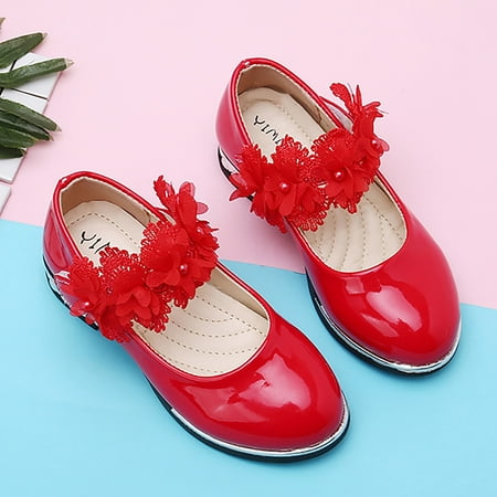 

Cathalem Cork Sandals Kids Autumn Children Shoes Flower Single Shoes Korean Children Dance Shoes Princess Soccer Slides for Girls RD1 7 Years